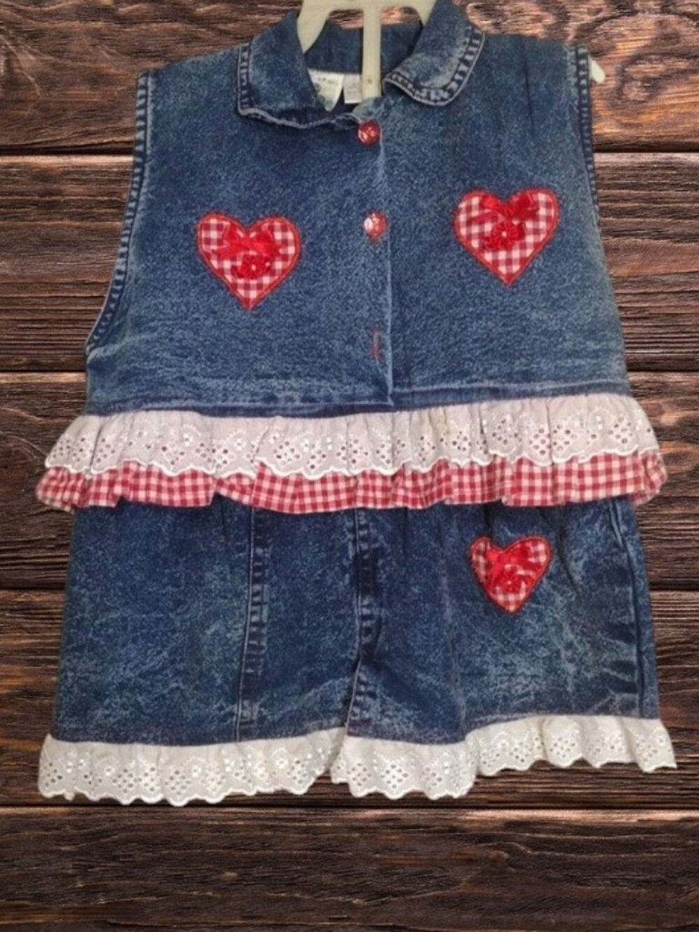 POP KIDS Denim Dress Set with Vest and Skirt Size 6X